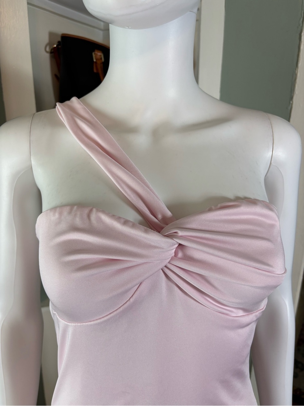 NWT New Not Your Fan Cut Out Pale Pink Mini Dress One Shoulder Sz 6 - Picture 7 of 12